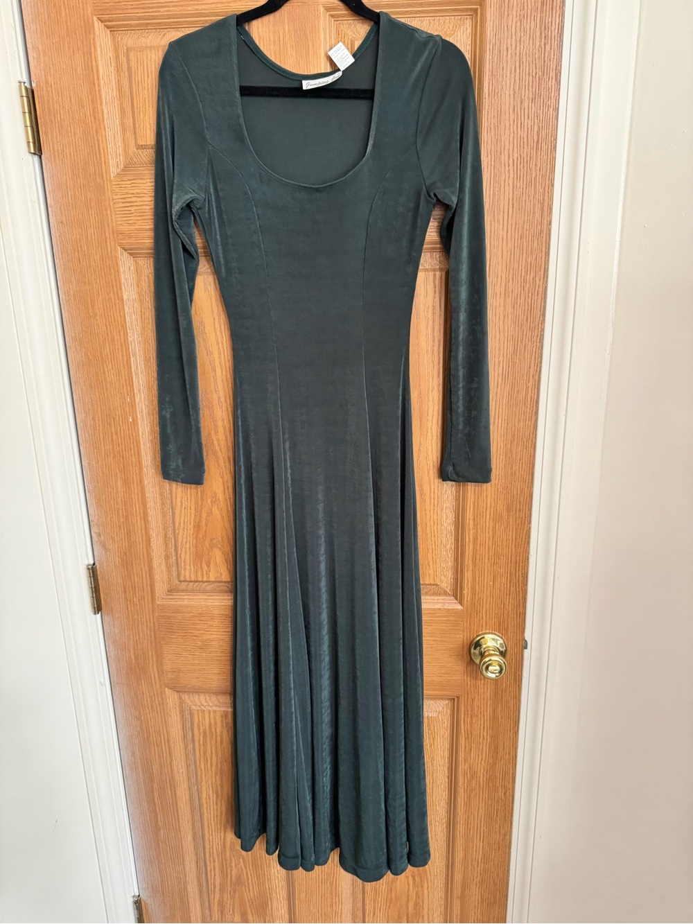 90’s vintage Long Sleeve Dark Green Maxi Dress